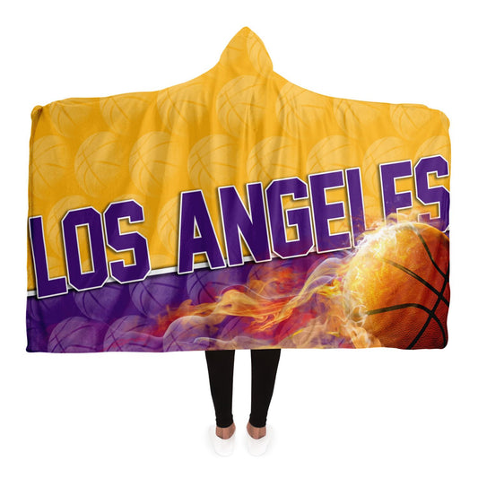 Los Angeles Purple Basketball Hooded Blanket